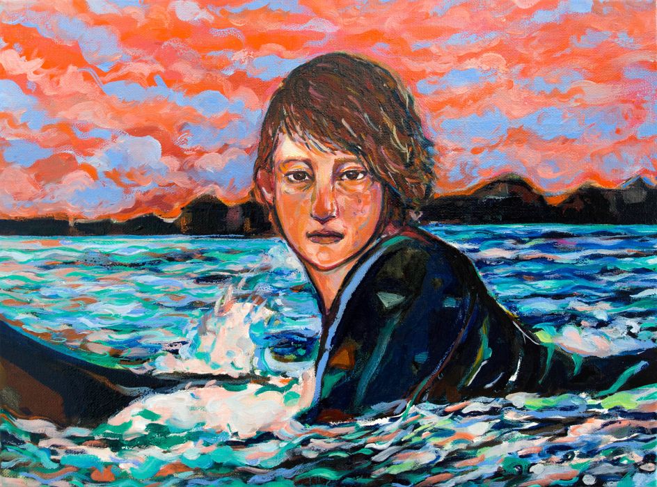 Night Surfer on the Beach, 2020 © Corn Shuk Mei Ho, from the series Night Swims 2020