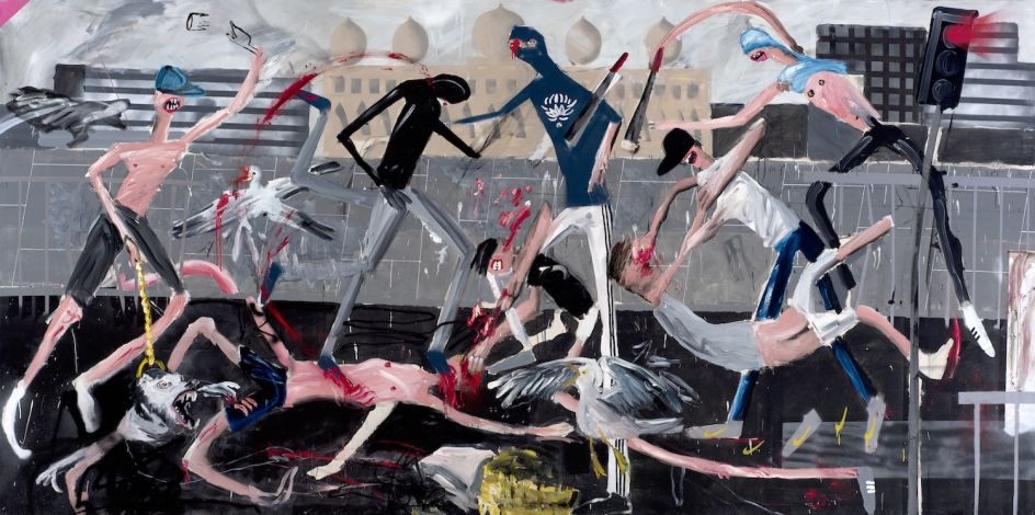 Dale Lewis Eurovision, 2015 Oil, acrylic and spray paint on canvas 200 x 400 cm © Dale Lewis, 2017 Image courtesy of the Saatchi Gallery, London
