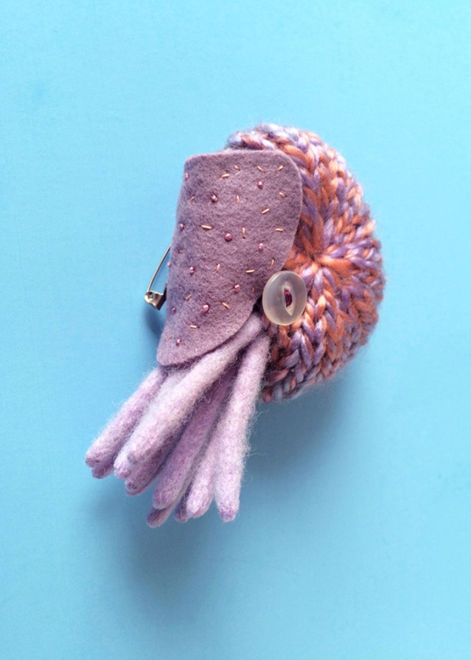 Nautilus Brooches: Wearable felt art of marine life crafted by Hiné ...
