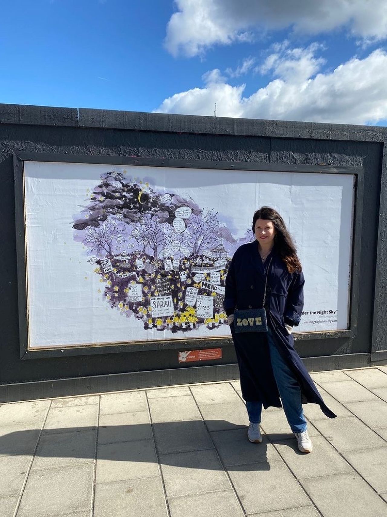 Niki Groom in front of her artwork, All Under the Night Sky
