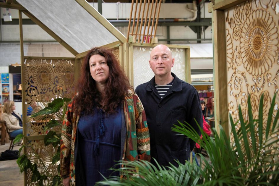 Artists Cabinet of Curiosity with their work Green House at Darlington Market. Image credit: Tracy Kidd