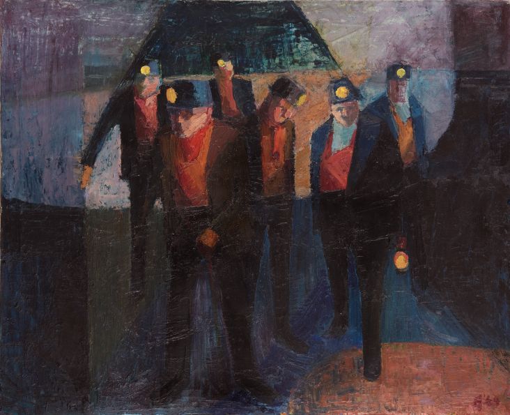 Ted Holloway. Bevin Boys. Date unknown. Oil. 690mm x 840mm x 25mm. Photograph: Colin Davison. Copyright: Gemini Collection, Zurbarán Trust. Courtesy of The Auckland Project.