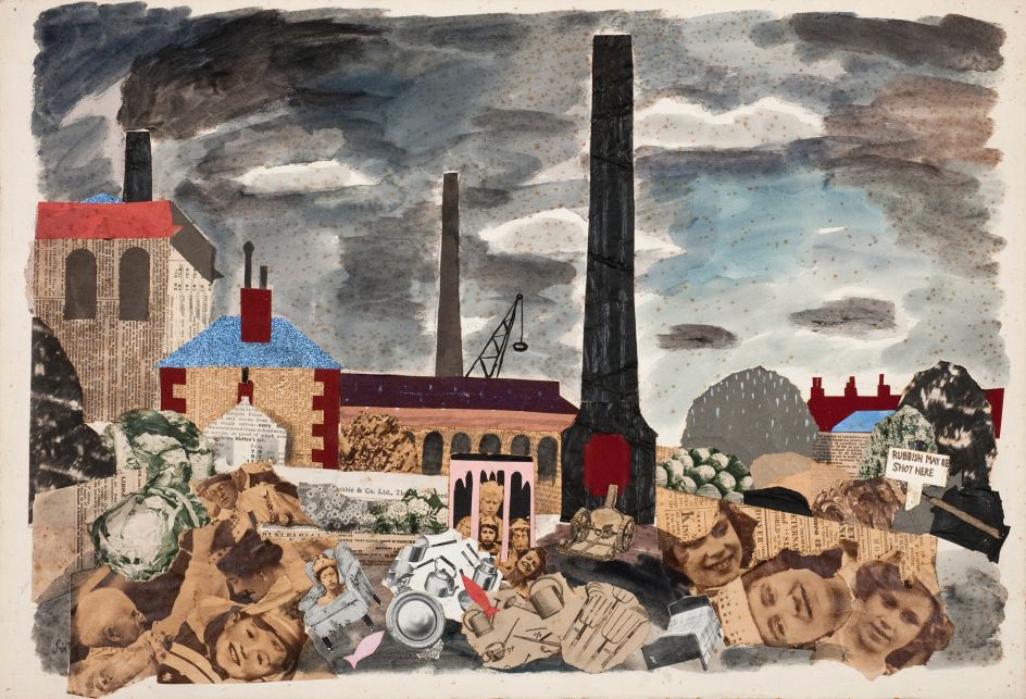 Julian Trevelyan, Rubbish May be Shot Here, 1937, mixed media on paper, 31 x 54 cm, © Tate, London 2018 / The Julian Trevelyan Estate