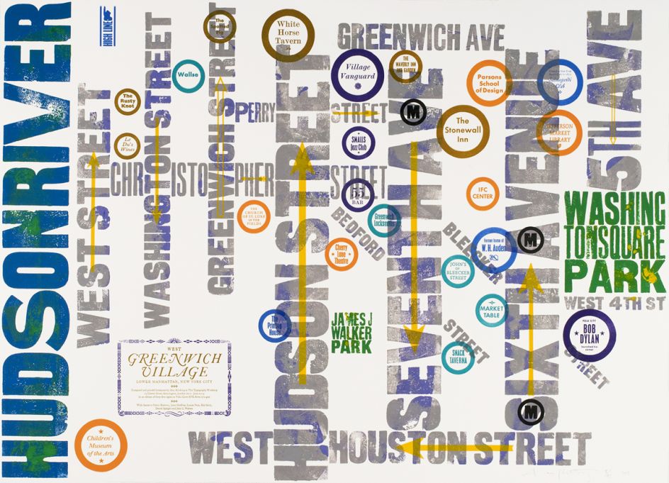Alan Kitching West Greenwich Village 2013 Letter Press Print Edition size: 45 Image and paper size: 61 x 84cm