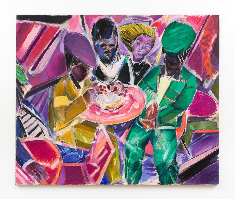 Denzil Forrester, ‘Night Owls’, 1995. Oil on canvas, 152.5 x 182cm (60 1/8 x 71 5/8in). Copyright Denzil Forrester. Courtesy the artist and Stephen Friedman Gallery, London