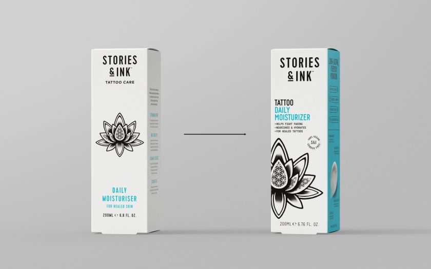 Robot Food primes tattoo skincare brand Stories & Ink for traditional retail markets with new 'inklusive' packaging