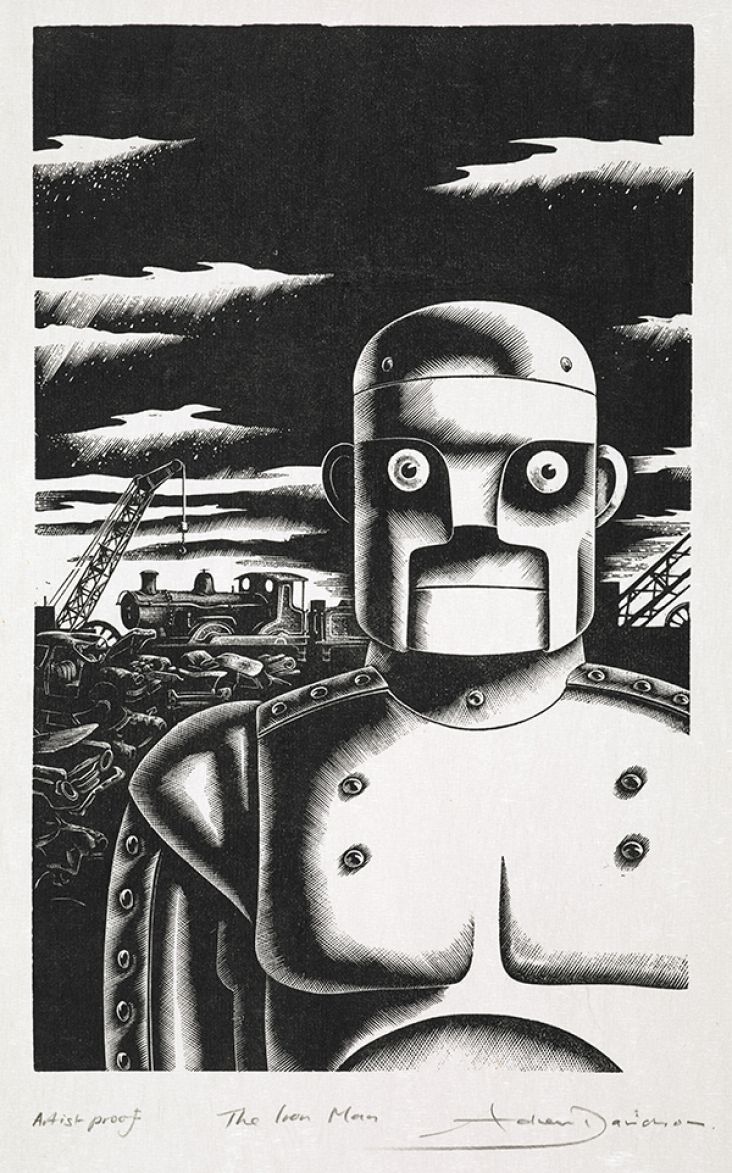 The Iron Man by Ted Hughes original artwork, illustrations (c) Andrew Davidson