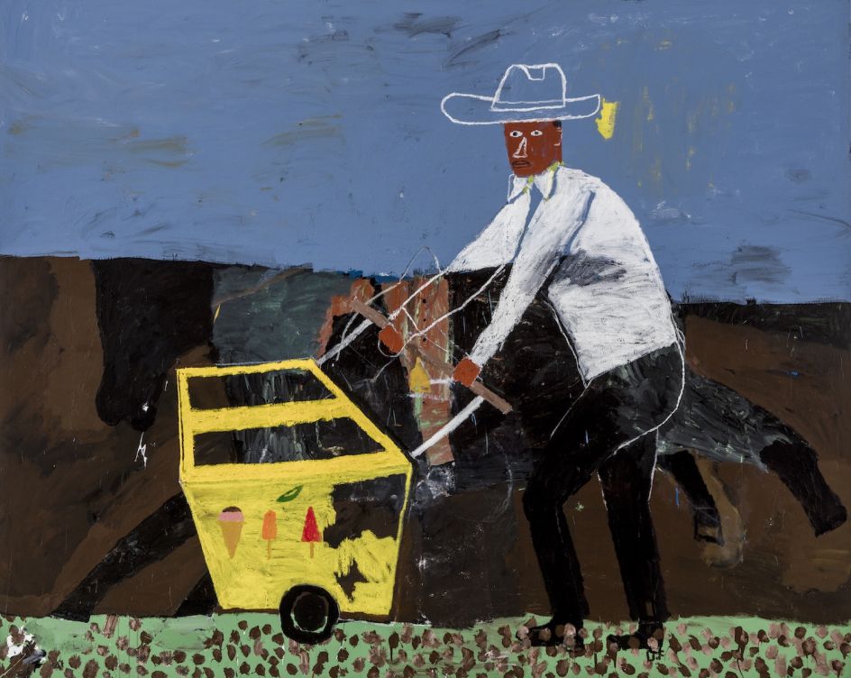 Danny Fox Ice cream seller, 2016 Acrylic on canvas 243.8 x 304.8 cm © Danny Fox, 2017 Image courtesy of the Saatchi Gallery, London