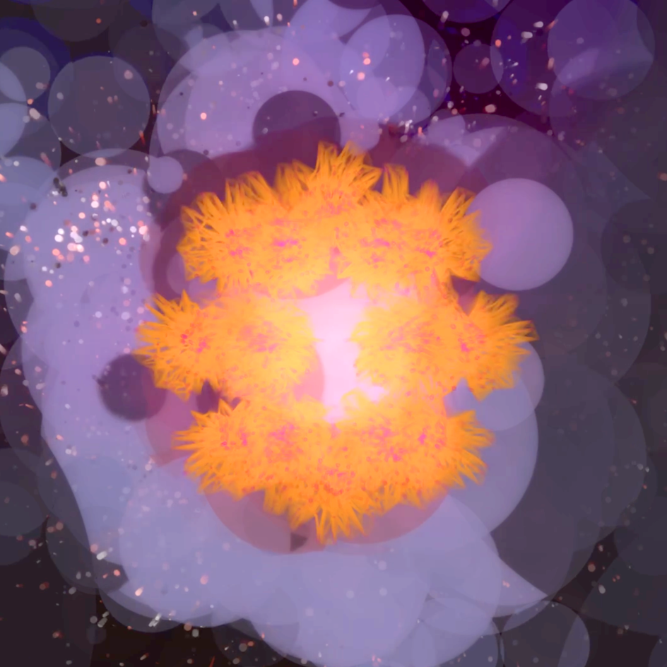 The resulting forms move, change, interact and ultimately grow into complex organisms that are inspired by mathematician John Conway's work with cellular automata and the Game of Life. 