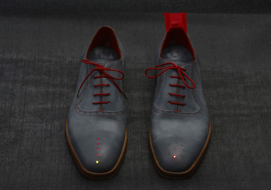 The No Place Like Home GPS shoes, Dominic Wilcox. Photo: Joe McGorty