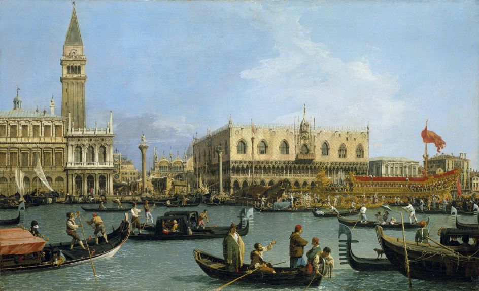 ‘Canaletto & the Art of Venice’ Canaletto The Bacino di San Marco on Ascension Day c.1733–4 Royal Collection Trust/ © Her Majesty Queen Elizabeth II 2018