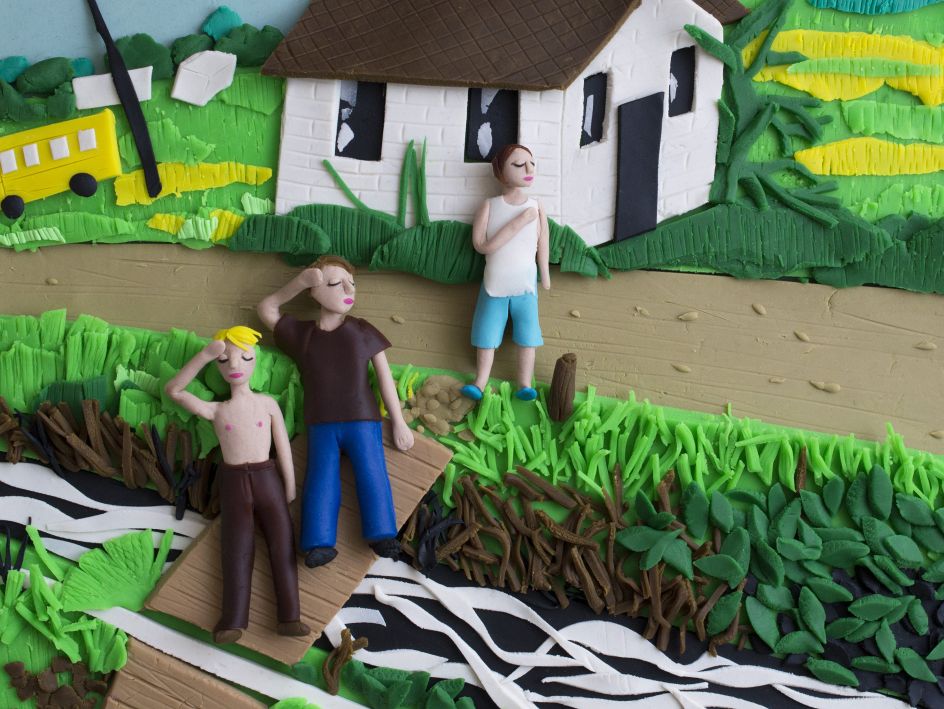 Original photograph: [Robert F Kennedy Funeral Train, 1968](http://pro.magnumphotos.com/C.aspx?VP3=SearchResult&VBID=2K1HZO6BUGTNA0&SMLS=1&RW=1197&RH=579&PN=2) by Paul Fusco rendered in Play-Doh by Eleanor Macnair © Eleanor Macnair