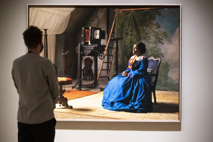 Artist Isaac Julien, CBE, RA unveils the UK Premiere of his work Lessons of Hour at the Scottish Gallery of Modern Art as part of Edinburgh Art Festival 2021. Credit Duncan McGlynn