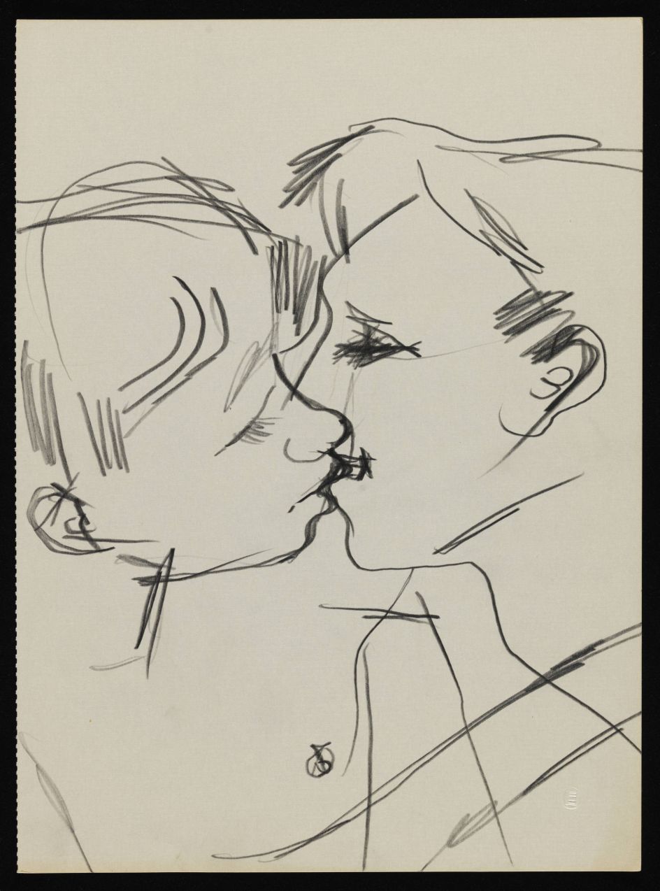 Keith Vaughan   Drawing of two men kissing   1958–73   Tate Archive   © DACS, The Estate of Keith Vaughan