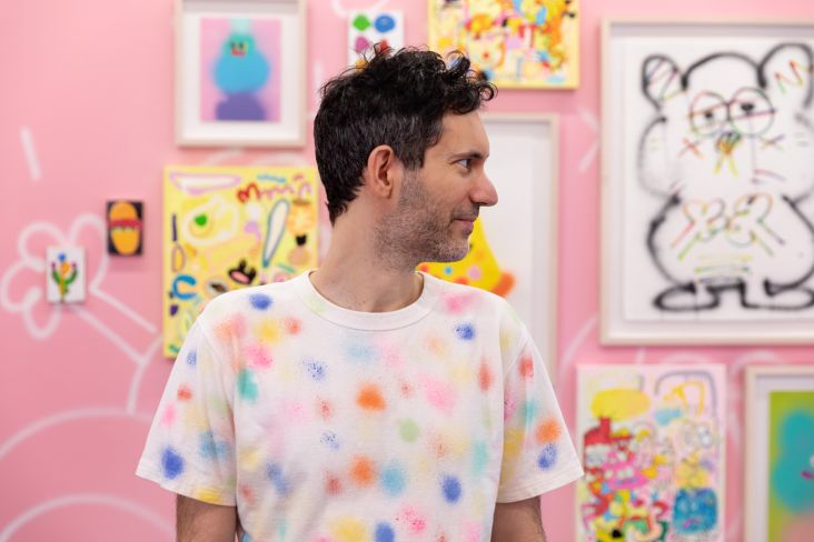 Jon Burgerman at Eye Candy. Image by Dan Watkins Photography, courtesy of Praise Shadows Art Gallery