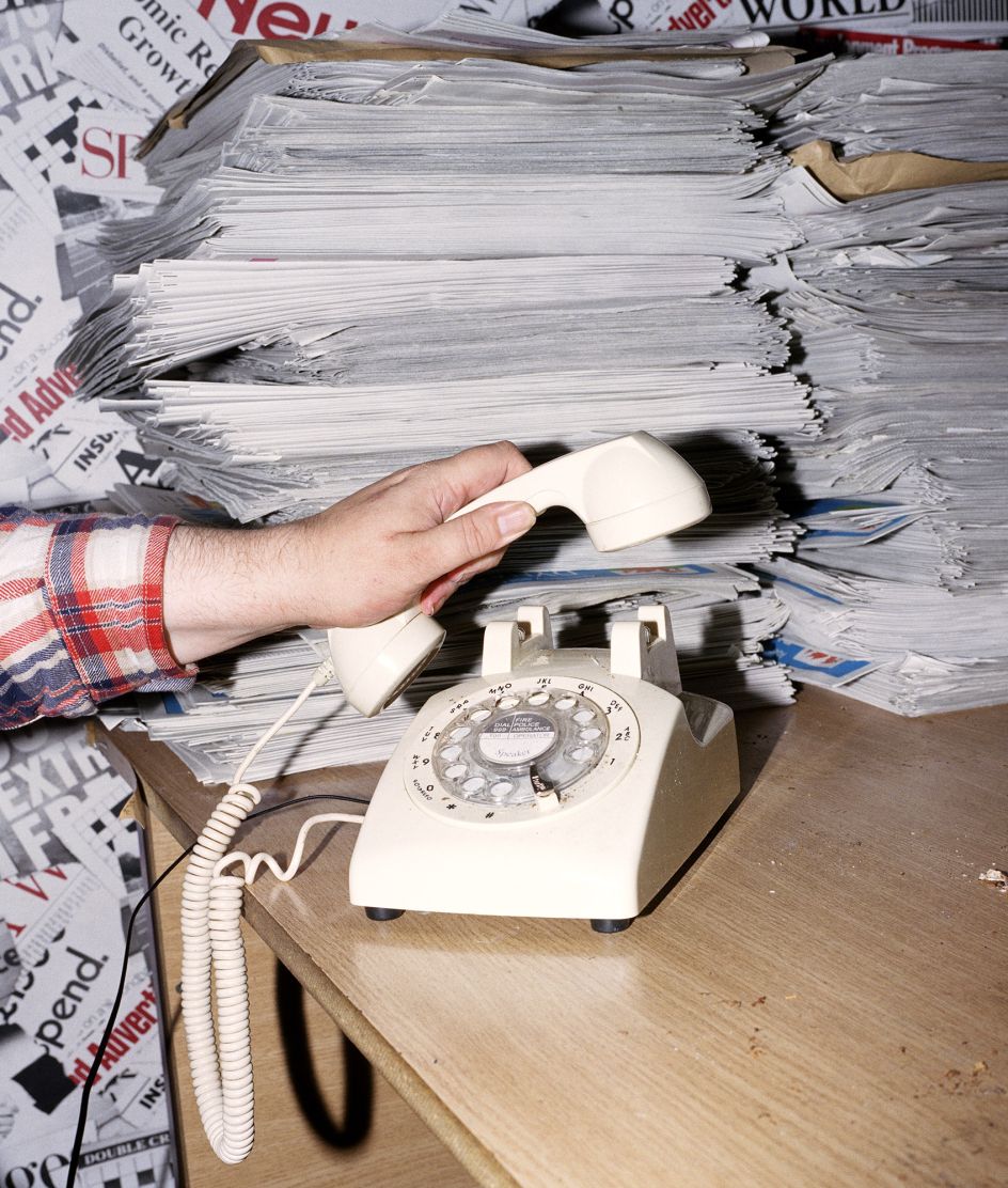 “The ring of this phone was the only sound that wouldn’t make Julian jump off his chair” Tony Flatman, Abertillery. © Sebastian Bruno
