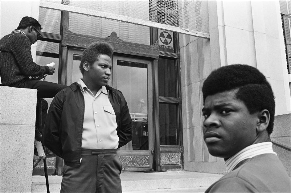 Panther Party supporters outside the Alameda County Courthouse, Oakland CA, September 1968. From, “The Lost Negatives,” photographs by Jeffrey Henson Scales Credit: Jeffrey Henson Scales