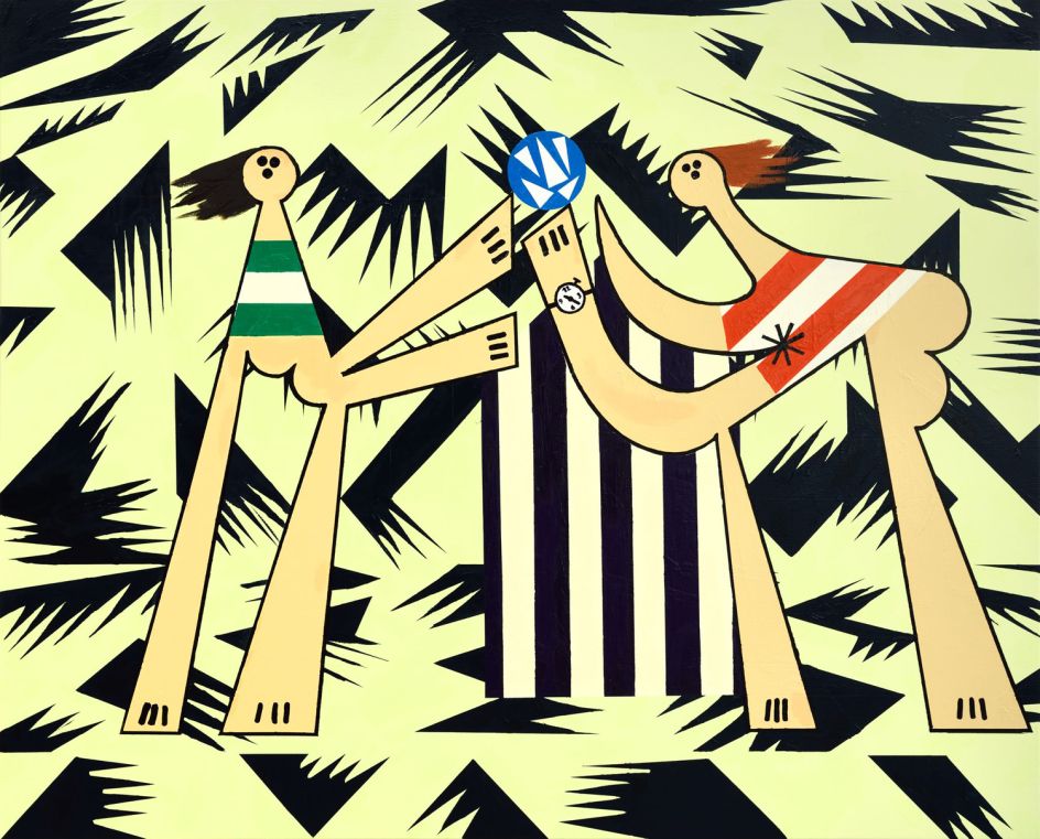 The Game, 2019 Oil and glycerol on canvas 200 x 160 x 2,5 cm 78 3/4 x 63 x 1 inches. Photo: Rebecca Fanuele - Courtesy of the Artist and Almine Rech