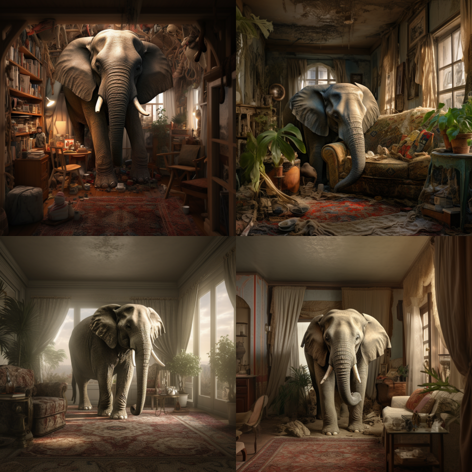 Josh Parker of Embryo asked AI to show him  “a room in a house without an elephant”, and this is what it produced.