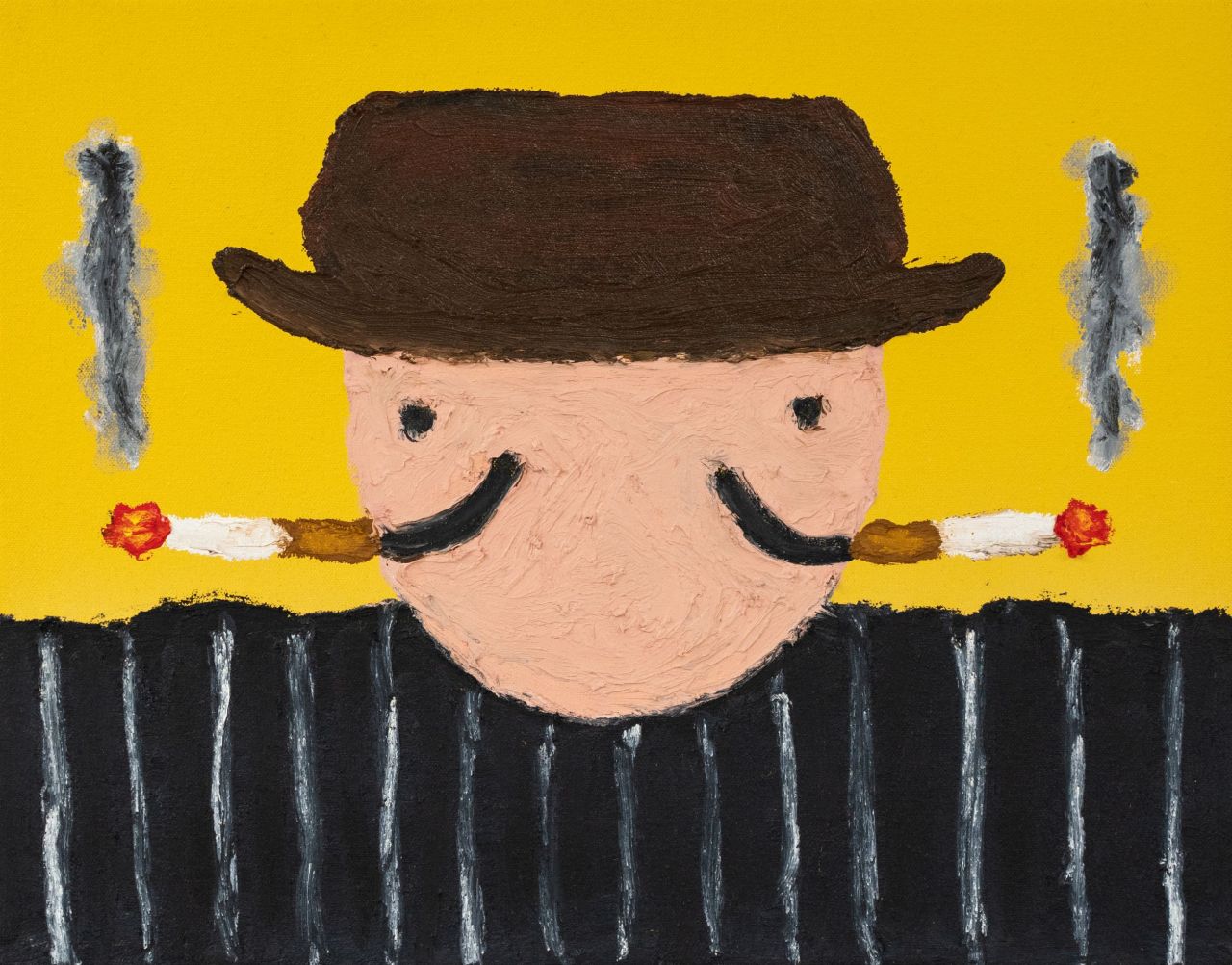 Two Faces Two Cases, 2019, Acrylic and oil stick on canvas © Hunter Potter