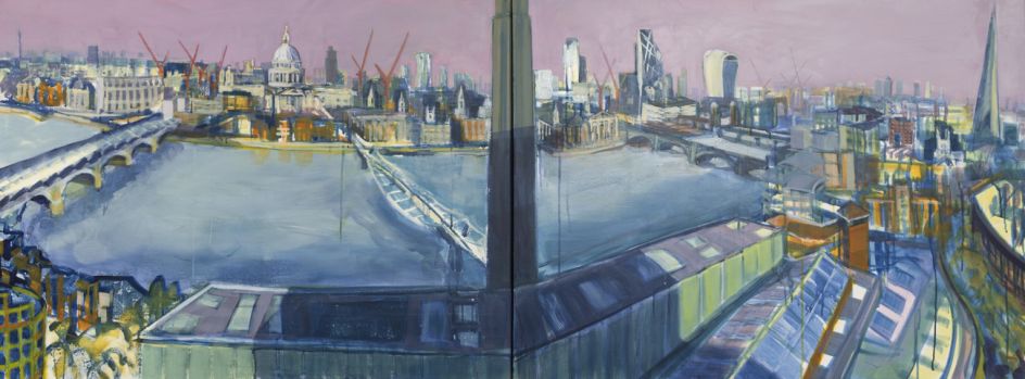Wendy Brooke-Smith, Blavatnik Panorama (Tate Modern), 2017, acrylic on canvas, 76 x 203cm (diptych)