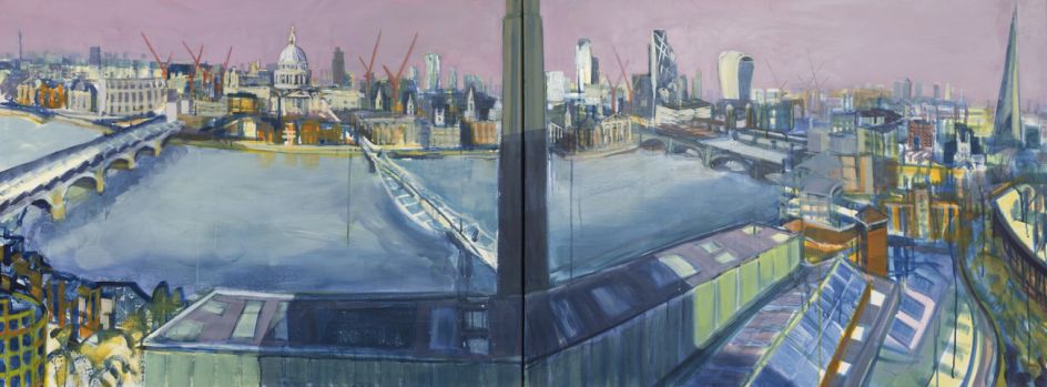Wendy Brooke-Smith, Blavatnik Panorama (Tate Modern), 2017, acrylic on canvas, 76 x 203cm (diptych)