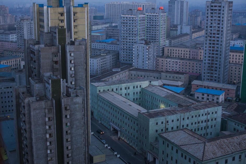 Long-Term Projects, third prize stories: At dusk, the skyline of central Pyongyang, North Korea. David Guttenfelder.