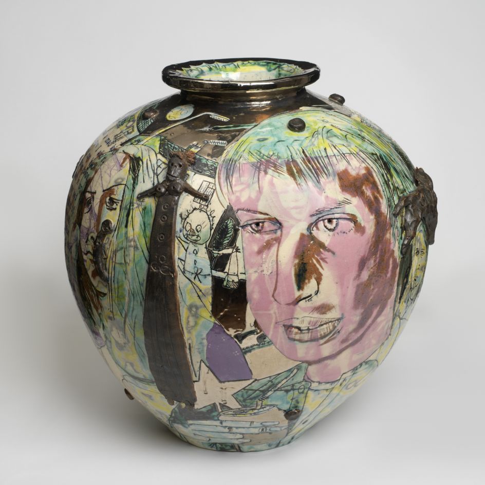 Grayson Perry Mad Kid's Bedroom Wall Pot, 1996 Crafts Council Collection, P442 Photo Todd-White Art Photography
