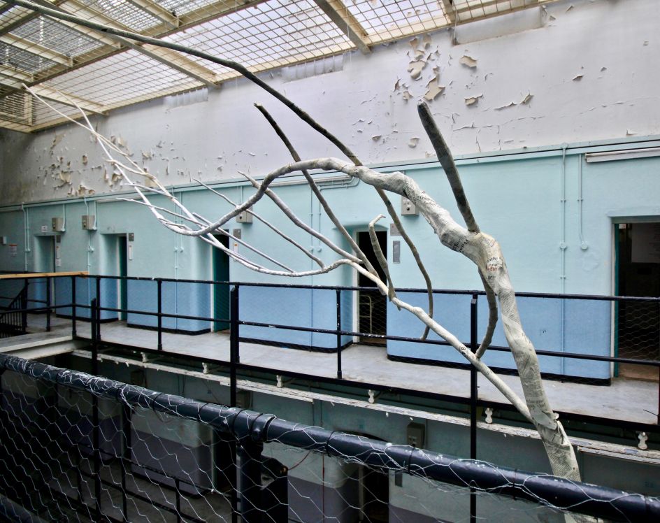 Snakes and Ladders, recycled and found materials. Photo by Dave Cable.