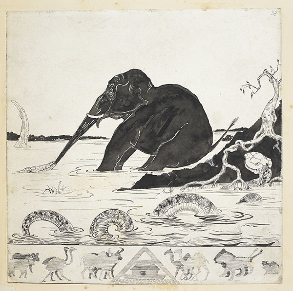 Autograph printer's copy of 'The Elephant's Child', Just So Stories. Illustrations by Rudyard Kipling (c) British Library Board