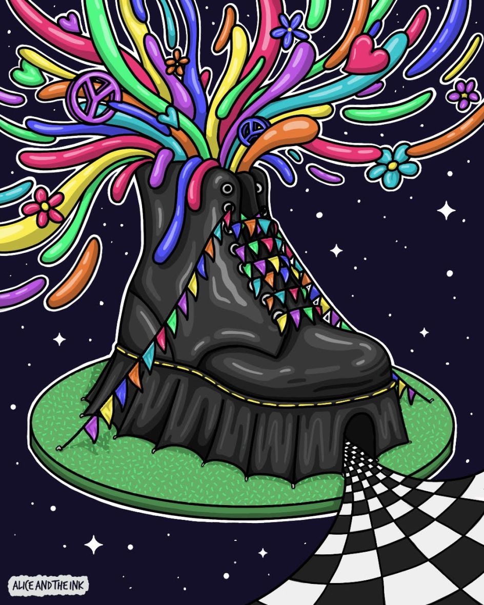 Dr. Martens DM’s Challenge for July, themed Festival. Awarded with a new pair of shoes.