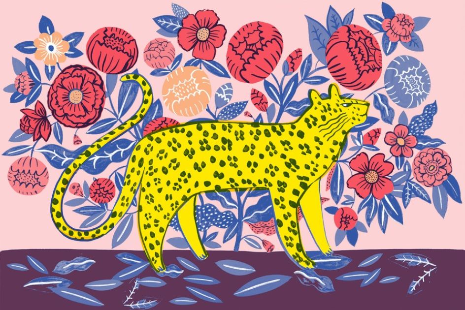 Leopard with walls print