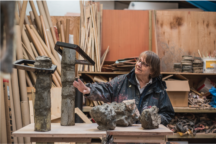 Phyllida Barlow in her studio. Photograph courtesy of the artist