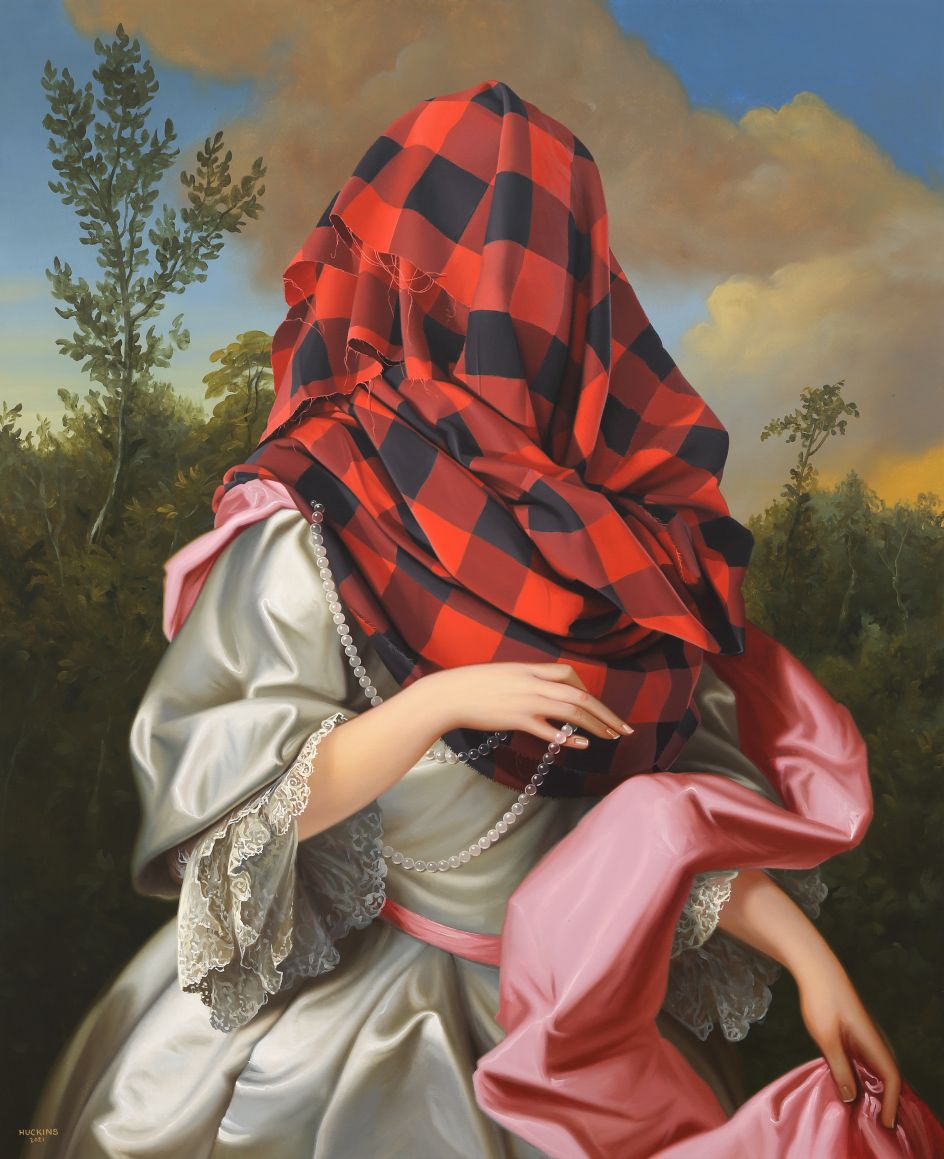 Red and Black: Mrs. Freeman Flower (after Highmore), 2021 © Shawn Huckins