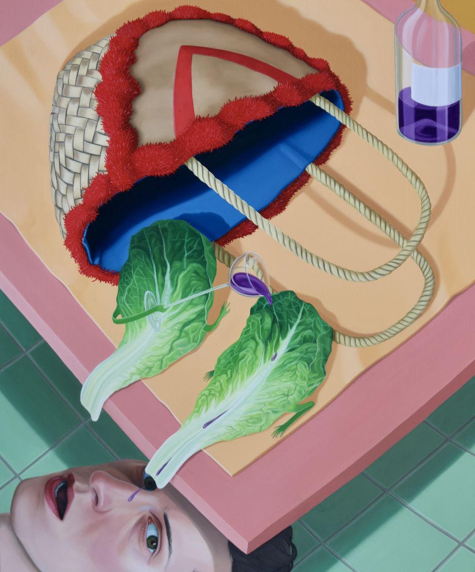 Tristan Pigott 'Swallowing Caterpillars' 2020, Oil on board, 39.5 x 48 cm