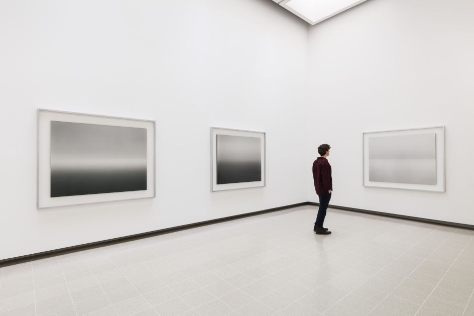 Installation view of Hiroshi Sugimoto, Seascapes of series. Gelatin silver print. Photo: Mark Blower. Courtesy the artist and the Hayward Gallery.