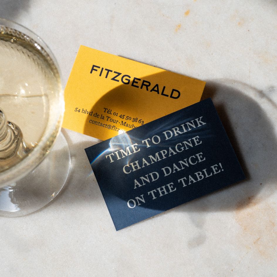 Aligre in use by Abmo for Fitzgerald, a restaurant in Paris. Cards printed by Atelier Bulk, Photo by Dez Gusta.
