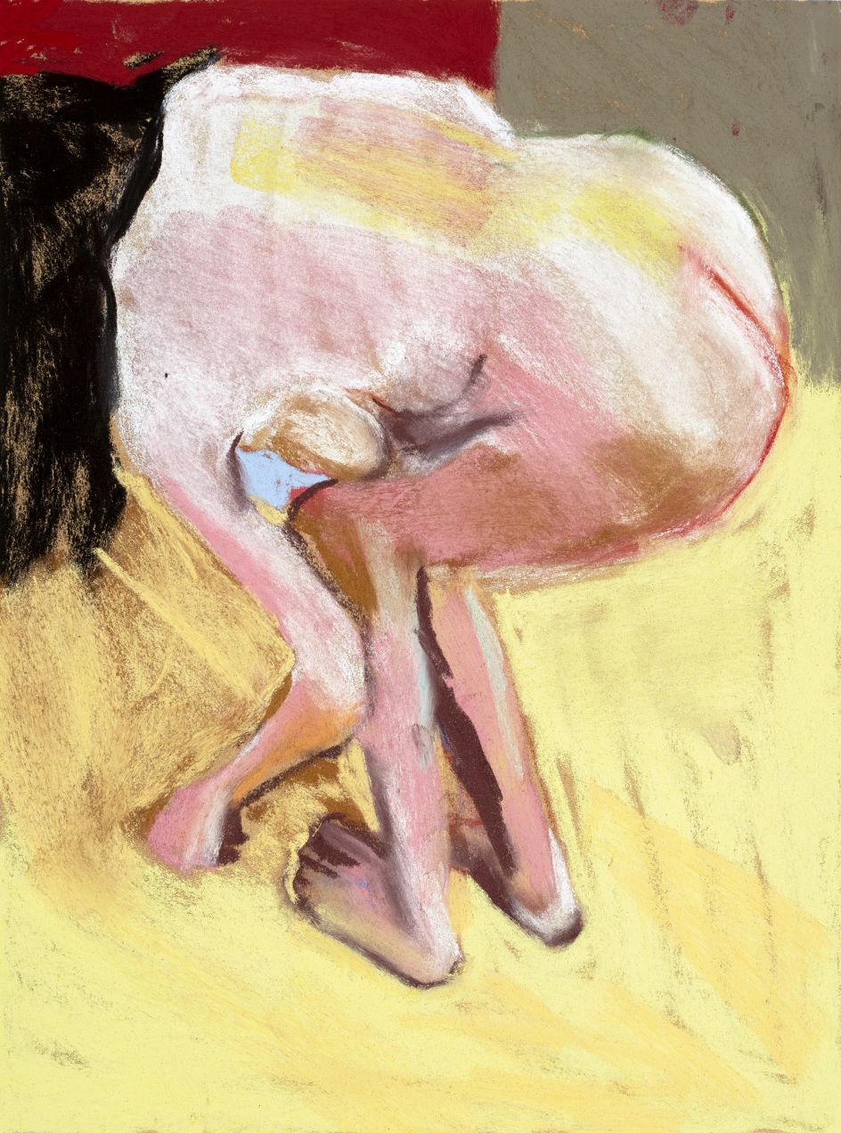 Chantal Joffe Self-Portrait Bending Over, 2015 Pastel on paper 47.6 x 37.8 x 3.8 cm 18 3/4 x 14 7/8 x 1 1/2 in © Chantal Joffe Courtesy the artist and Victoria Miro, London / Venice