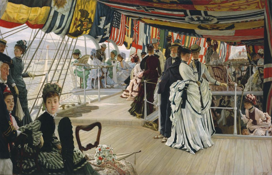 James Tissot (1836-1902) The Ball on Shipboard c.1874 Oil paint on canvas 1012 x 1476 x 115 mm Tate. Presented by the Trustees of the Chantrey Bequest 1937