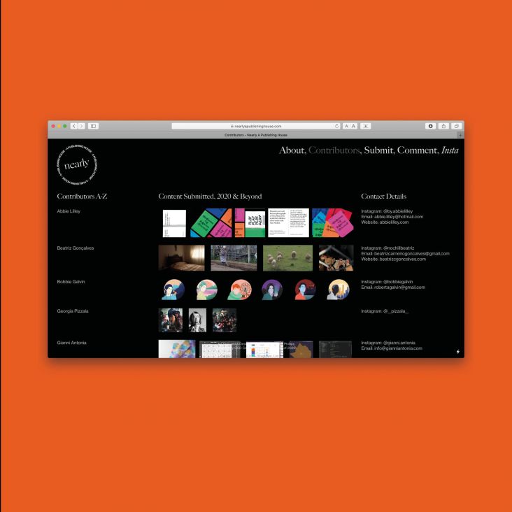 Contributors Page, www.nearlyapublishinghouse.com / @nearlypublish