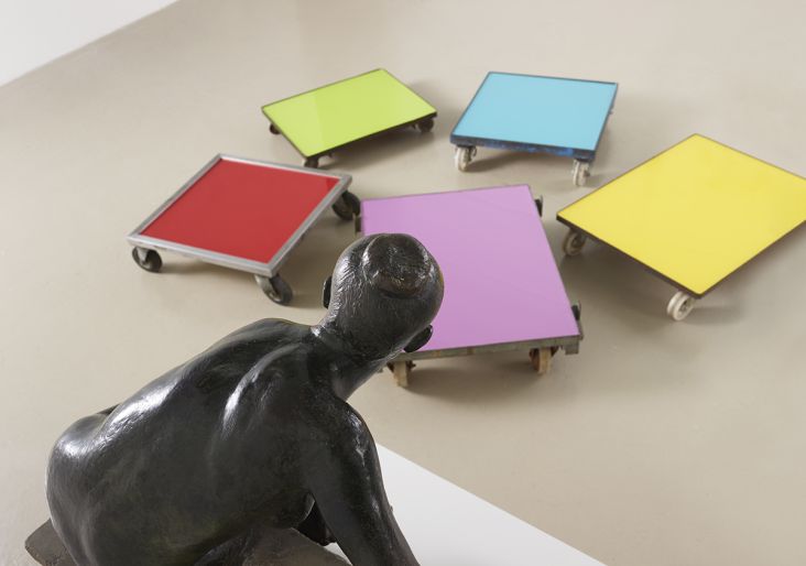 Image credit: David Batchelor I Love King's Cross and King's Cross Loves Me, 5 (2001) and Uli Nimptsch Seated Figure (1951), Arts Council Collection, Southbank Centre, London ©the artists 2016. Photo: Anna Arca