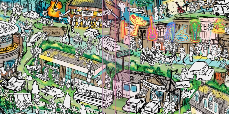 Early sketch from Debut Era illustration.