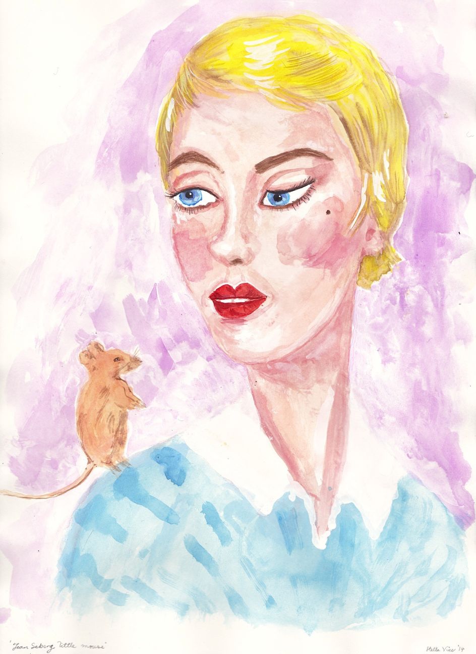 'Jean Seberg little mouse',  23cm x 30cm, watercolour on paper, 2014 © Stella Vine