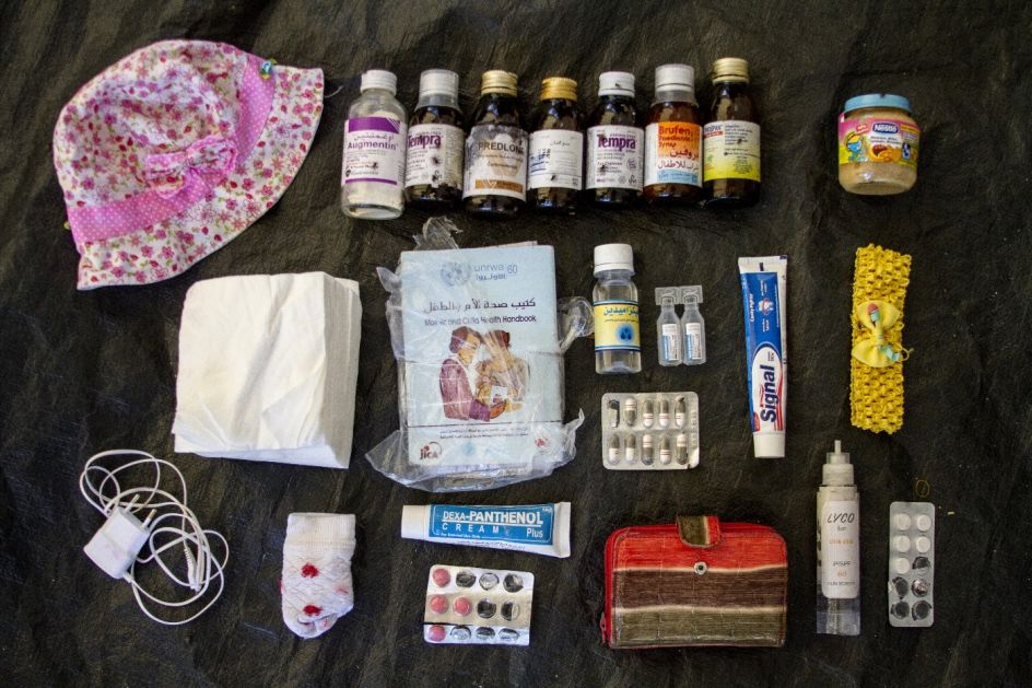 Hat and socks for baby, baby food, medicine, yellow headband