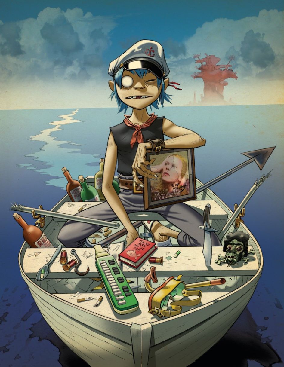 The Young Fool and the Sea, 2010 Album artwork for Gorillaz' Plastic Beach | © Jamie Hewlett