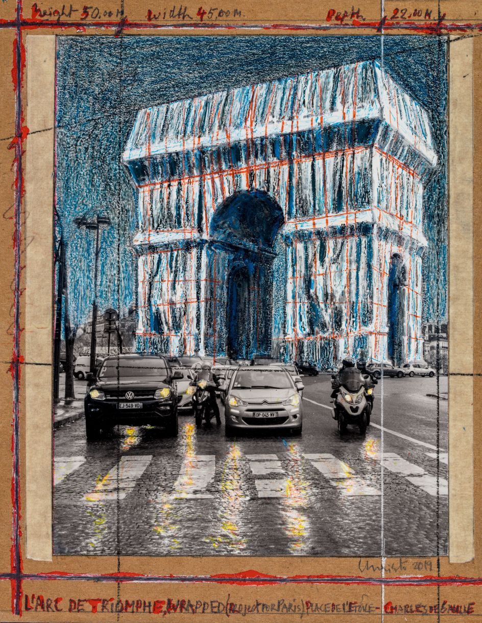 L’Arc de Triomphe, Wrapped (Project for Paris), Place de l’Etoile – Charles de Gaulle, Collage 2019: 28 x 21.5 cm (11 x 8.