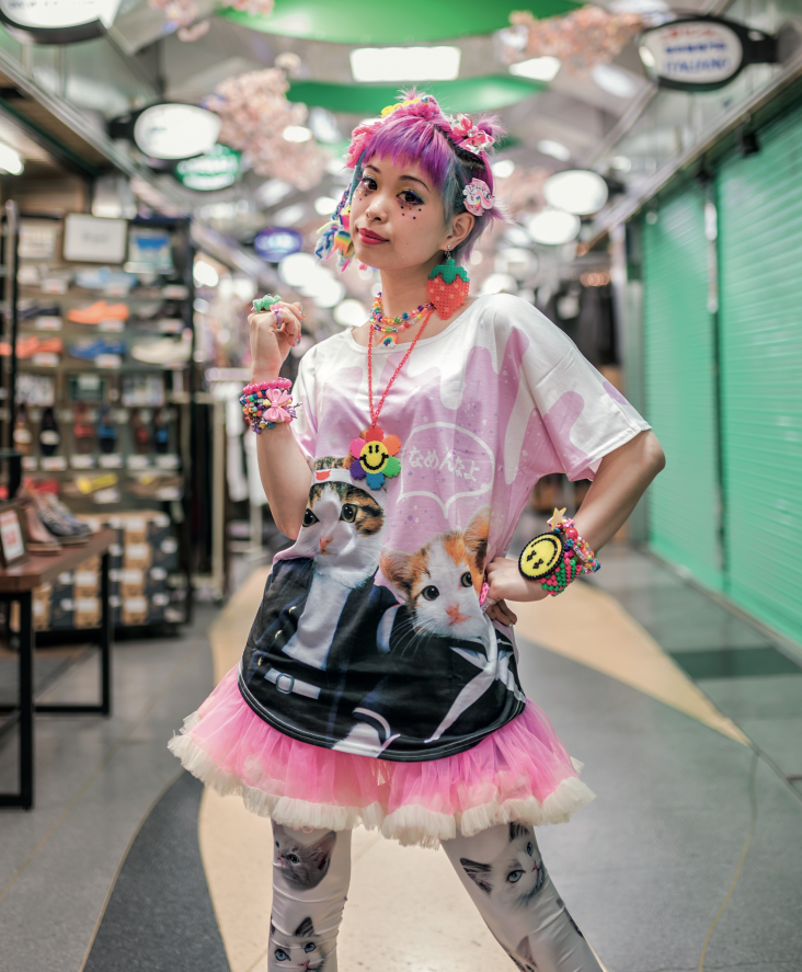 Kawaii fashion icon Kurebayashi wears a Nameneko shirt. The craze was unprecedented and everyone from office workers to schoolchildren loved these rebellious kitten goods. © Derek Yamashita. Via Creative Boom submission. All images courtesy of Prestel.