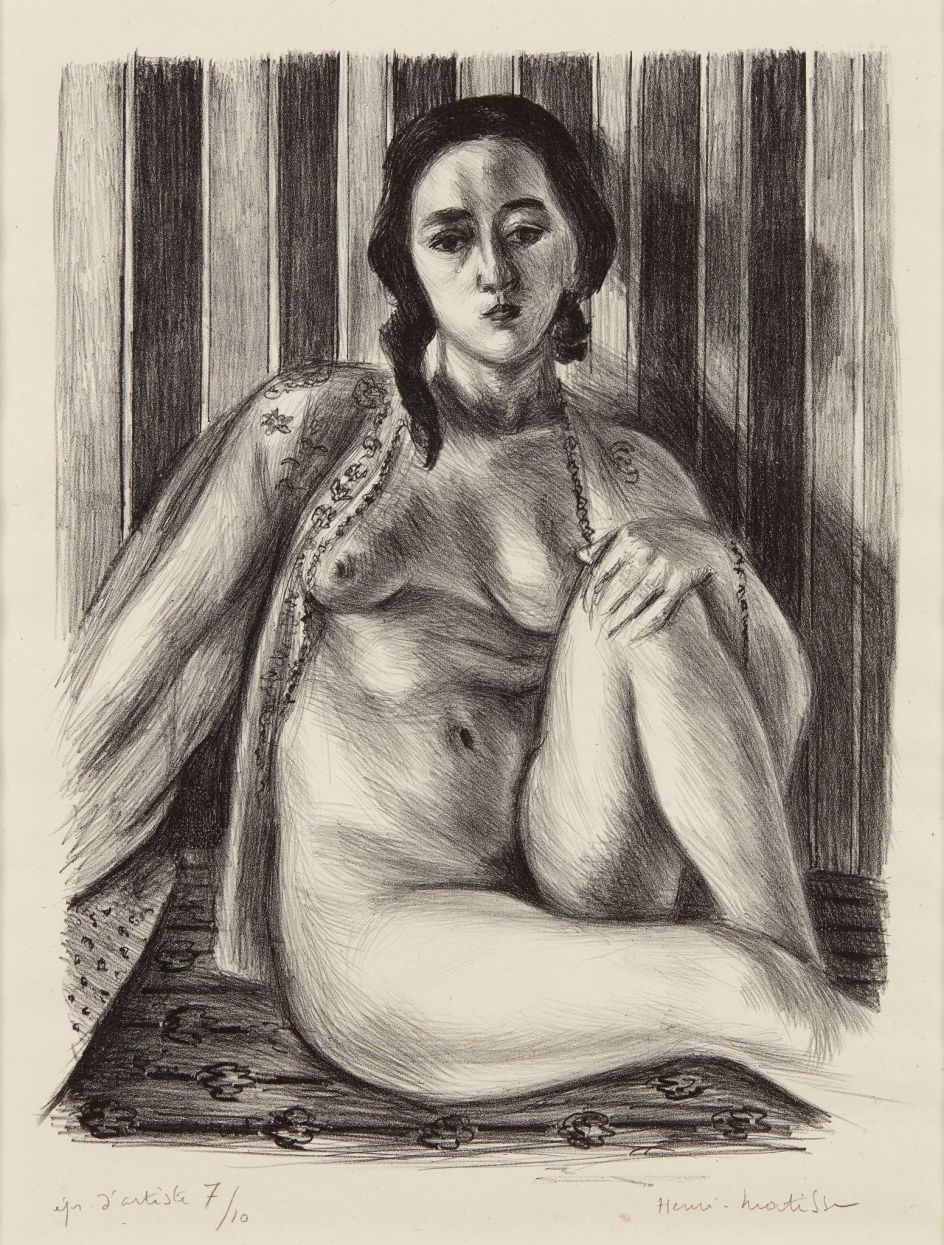 © Henri Matisse – Seated Nude Woman with a Tulle Blouse, 1925. Lithograph on China paper