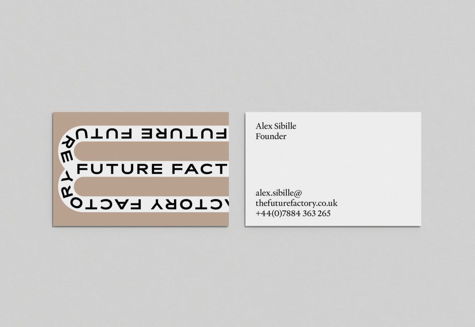 Letters from the Future Factory brand name get worked into the graphics