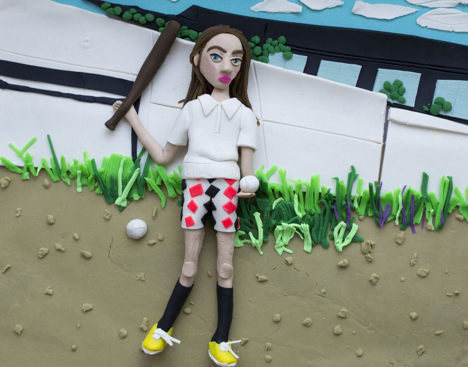 Original photograph: Girl with bat and ball, 1977 by Mark Cohen rendered in Play-Doh © Eleanor Macnair